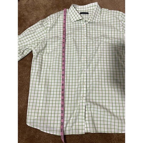 Lands End Button Up Shirt Mens Long Sleeve Green Checkered Casual 17 - Picture 5 of 8